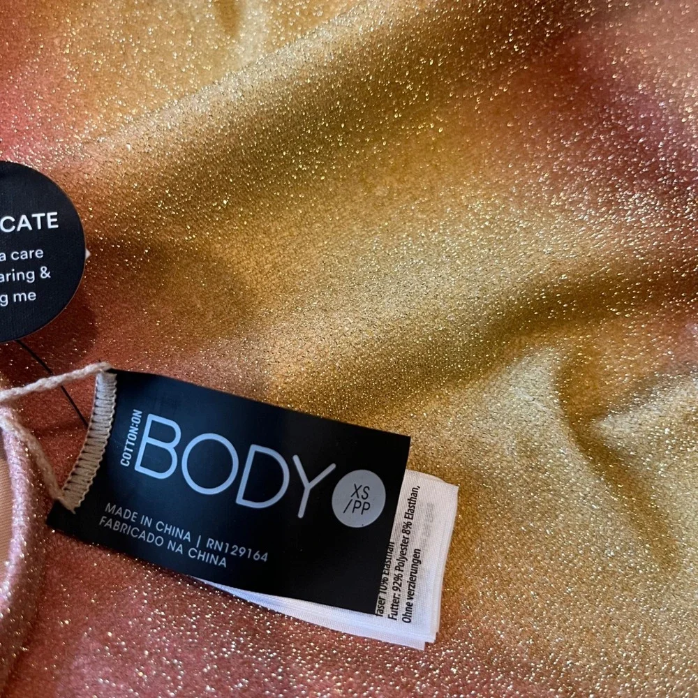 Cotton On Body Swimsuit One Piece Sierra Orange Ombre Sunrise Metallic New Sz XS